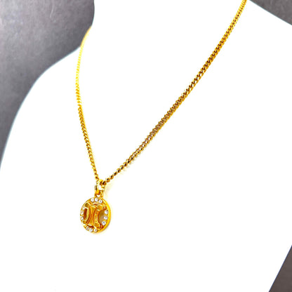 CELINE Triomphe 水鑽圓形項鍊金色配件復古舊款 Celine hjmkff