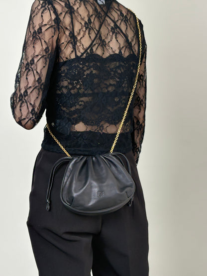 LOEWE Anagram Chain Shoulder bag Black Vintage nver62