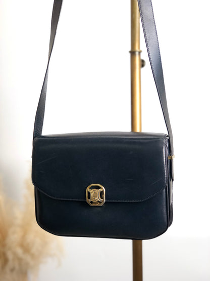 CELINE Triomphe Shoulder bag Dark Navy Vintage nfun5m