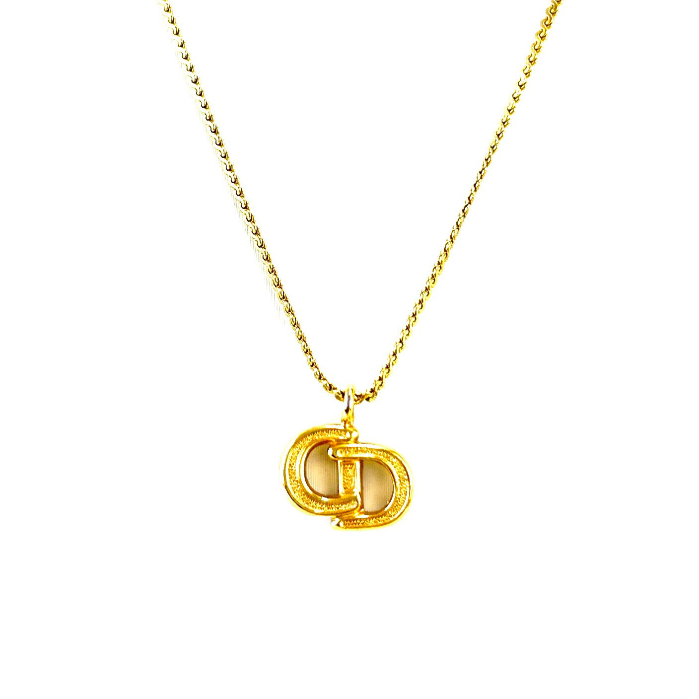 Christian Dior CD Logo Necklace Gold Vintage Old g5sxjp
