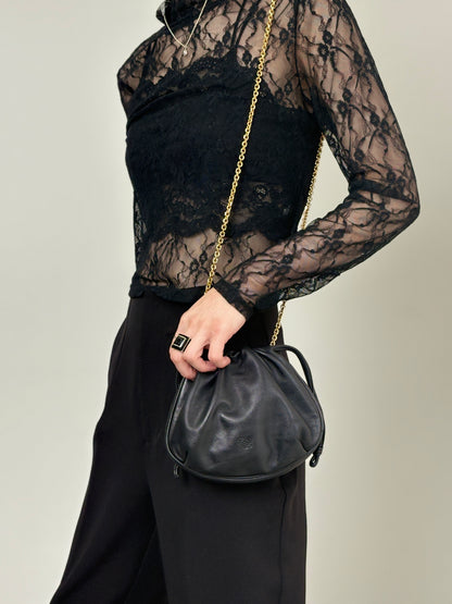LOEWE Anagram Chain Shoulder bag Black Vintage nver62