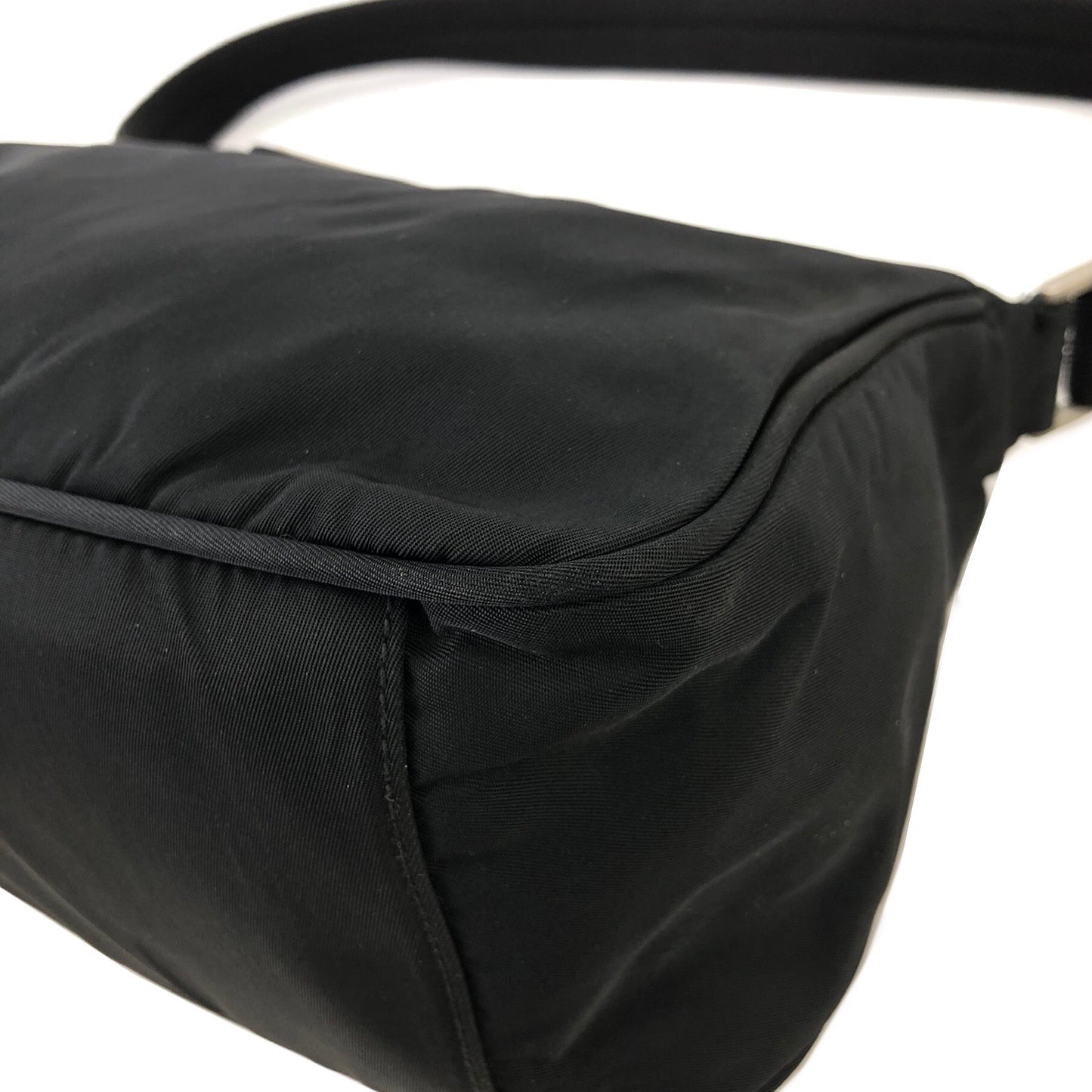 PRADA Triangle Logo Nylon Shoulder bag Handbag Black Vintage jhsxgd