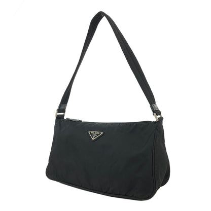 PRADA Triangle Logo Nylon Shoulder bag Handbag Black Vintage jhsxgd