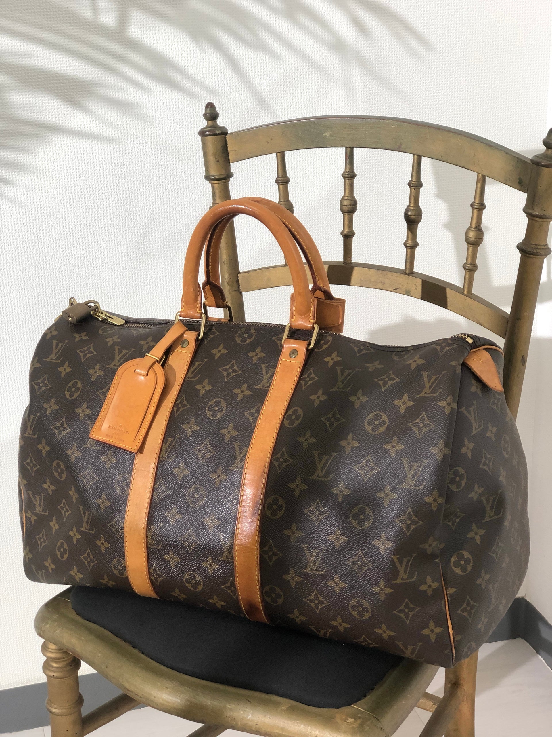 LOUIS VUITTON monogram keepall45 M41428 boston bag Brown Vintage Old t –  VintageShop solo