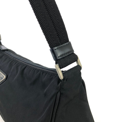 PRADA Triangle Logo Nylon Shoulder bag Handbag Black Vintage jhsxgd