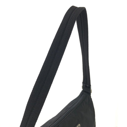 PRADA Triangle Logo Nylon Shoulder bag Handbag Black Vintage jhsxgd