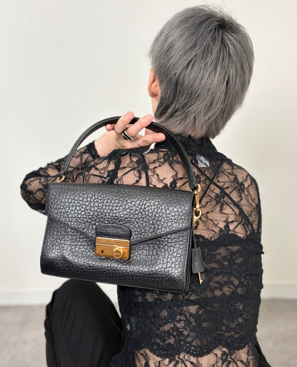 PRADA Lock Shoulder bag Black Vintage pjtker