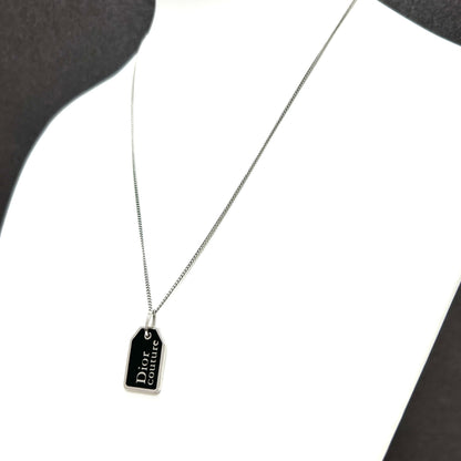 Christian Dior 標誌狗牌項鍊銀色復古舊 7iiahd