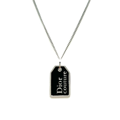 Christian Dior 標誌狗牌項鍊銀色復古舊 7iiahd