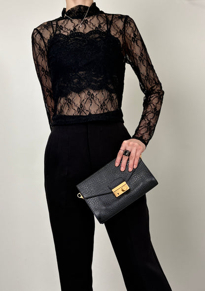 PRADA Lock Shoulder bag Black Vintage pjtker