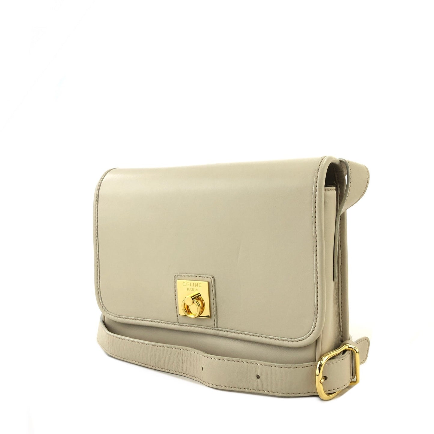 CELINE Gancini Crossbody Shoulder bag Beige Old CELINE Vintage tgnhvh