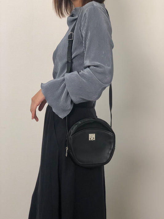 CELINE Gancini Shoulder bag Black Vintage mes4uh