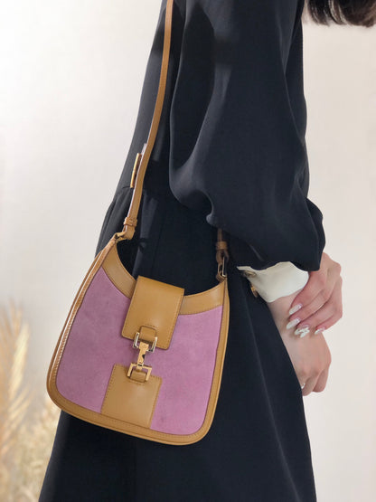 GUCCI Jackie Suede Small Shoulder bag Purple Vintage Old Gucci znz28r