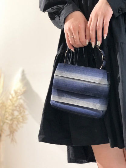 Salvatore Ferragamo Vala Ribbon Fabric Handbag Navy Vintage Old s3fvd3