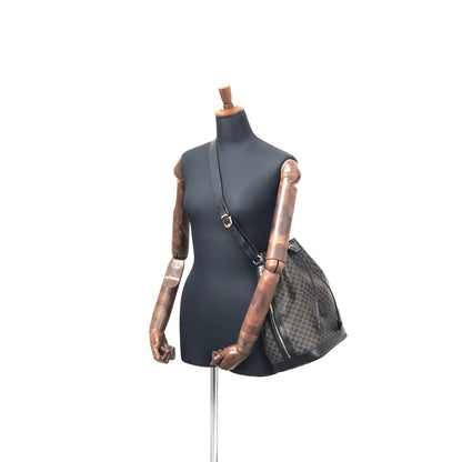 CELINE Macadam Blason Side Zipper Drawstring Shoulder bag Black Vintage Old Celine yabpd6