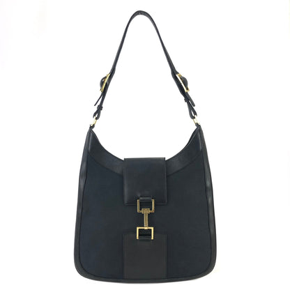 GUCCI Horsebit Canvas Shoulder bag Hobo bag Black Vintage Old ze7kbk
