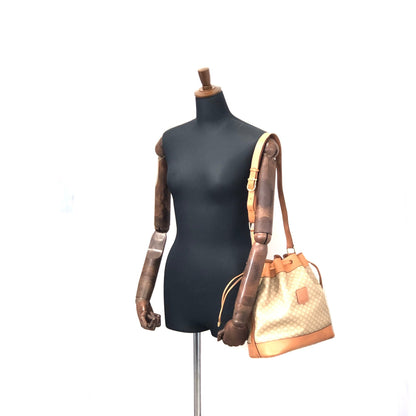 CELINE Macadam Blason Drawstring Bucket Shoulder bag Beige Vintage Old CELINE c5r8u7