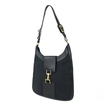 GUCCI Horsebit Canvas Shoulder bag Hobo bag Black Vintage Old ze7kbk