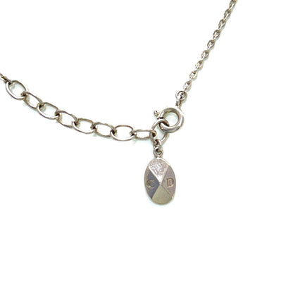 Christian Dior CD Logo Necklace Pink Silver Vintage Old nya2c5