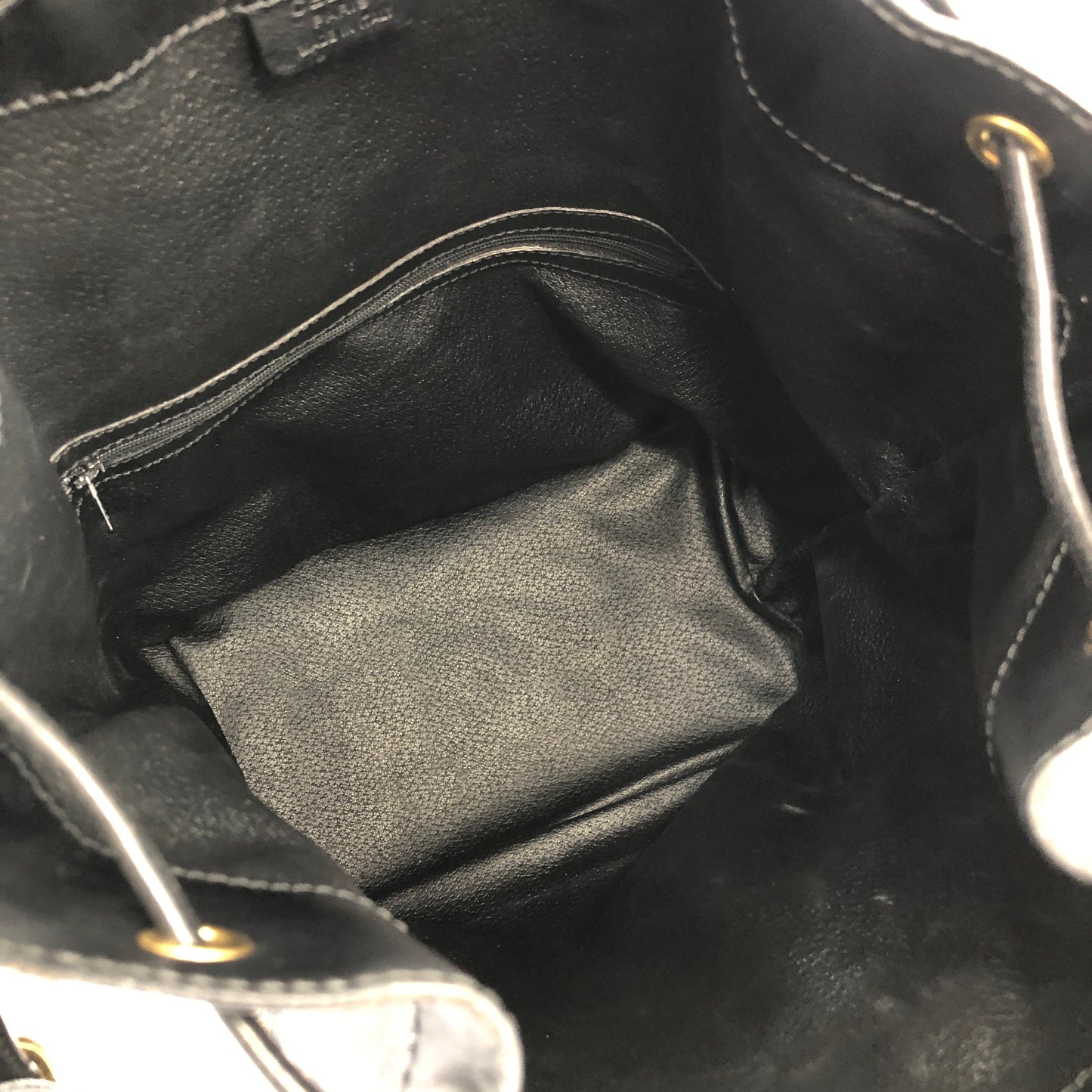 CELINE Macadam Blason Side Zipper Drawstring Shoulder bag Black Vintage Old Celine yabpd6