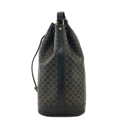CELINE Macadam Blason Side Zipper Drawstring Shoulder bag Black Vintage Old Celine yabpd6