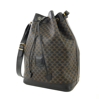 CELINE Macadam Blason Side Zipper Drawstring Shoulder bag Black Vintage Old Celine yabpd6