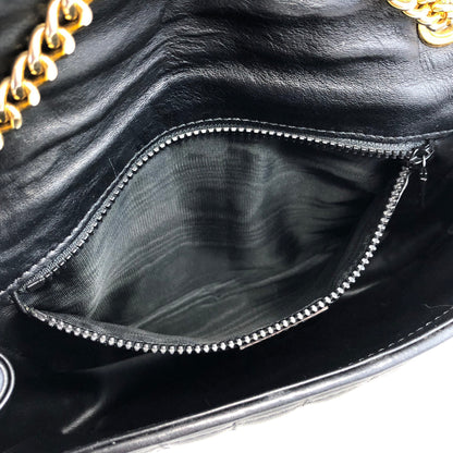 CELINE Blason Emblem Chain Quilted Square Stitch Shoulder Bag Black Old Celine Vintage 82wnp5