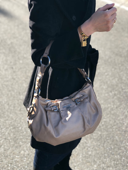 PRADA Logo Shoulder bag Beige Vintage rudk7b