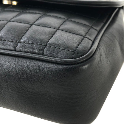 CELINE Blason Emblem Chain Quilted Square Stitch Shoulder Bag Black Old Celine Vintage 82wnp5