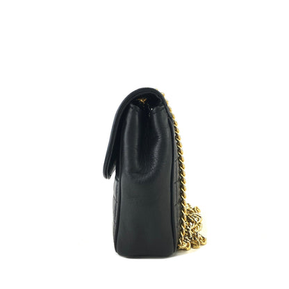 CELINE Blason Emblem Chain Quilted Square Stitch Shoulder Bag Black Old Celine Vintage 82wnp5