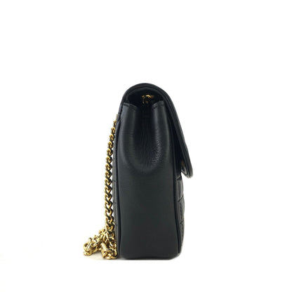 CELINE Blason Emblem Chain Quilted Square Stitch Shoulder Bag Black Old Celine Vintage 82wnp5