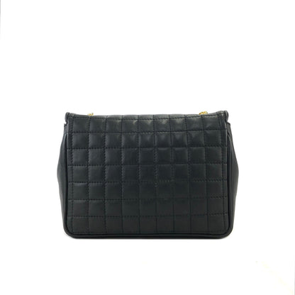 CELINE Blason Emblem Chain Quilted Square Stitch Shoulder Bag Black Old Celine Vintage 82wnp5