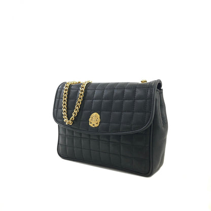 CELINE Blason Emblem Chain Quilted Square Stitch Shoulder Bag Black Old Celine Vintage 82wnp5