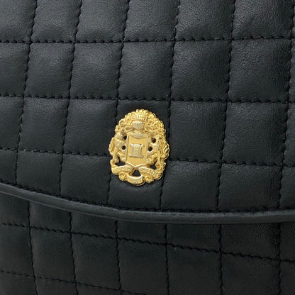 CELINE Blason Emblem Chain Quilted Square Stitch Shoulder Bag Black Old Celine Vintage 82wnp5