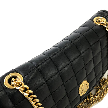 CELINE Blason Emblem Chain Quilted Square Stitch Shoulder Bag Black Old Celine Vintage 82wnp5