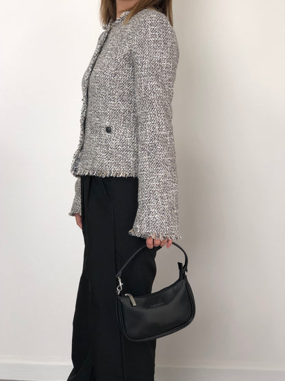 Yves Saint Laurent Logo Embossed Small Handbag Shoulder bag Black Vintage ztncyu