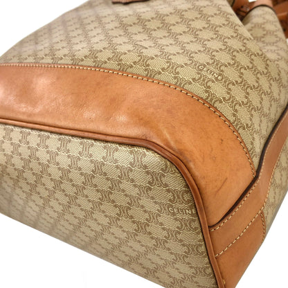 CELINE Macadam Blason Drawstring Bucket Shoulder bag Beige Vintage Old CELINE c5r8u7