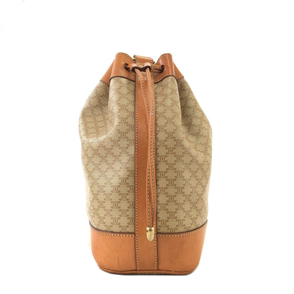 CELINE Macadam Blason Drawstring Bucket Shoulder bag Beige Vintage Old CELINE c5r8u7