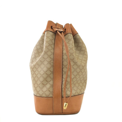 CELINE Macadam Blason Drawstring Bucket Shoulder bag Beige Vintage Old CELINE c5r8u7