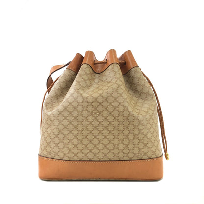 CELINE Macadam Blason Drawstring Bucket Shoulder bag Beige Vintage Old CELINE c5r8u7