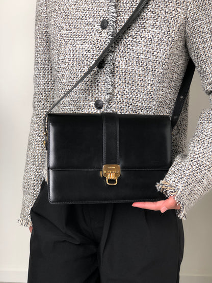 CELINE Horse Bit Shoulder bag Black Vintage 3kmi4e