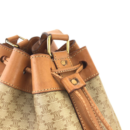 CELINE Macadam Blason Drawstring Bucket Shoulder bag Beige Vintage Old CELINE c5r8u7