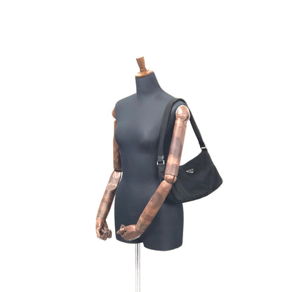 PRADA Triangle Logo Nylon Shoulder bag Handbag Black Vintage jhsxgd