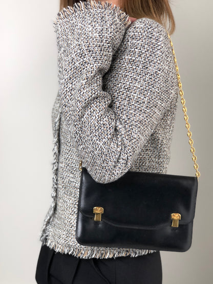 CELINE Triomphe Chain Shoulder bag Black Vintage hd5spn