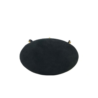 PRADA Triangle Logo Suede Tassel Oval Shoulder bag Black Vintage weg6mv