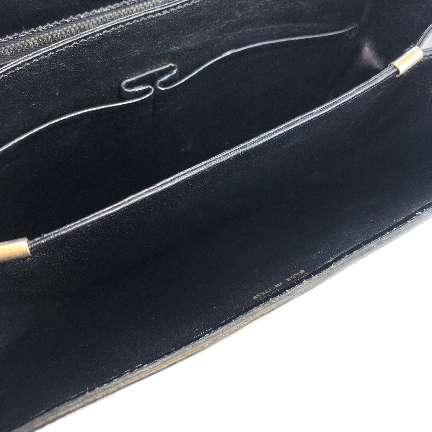 CELINE Horse carriage Leather Shoulder bag Black Vintage Old Celine