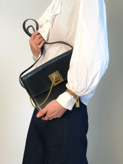 CELINE Gancini Shoulder bag Black Vintage mv6k7d