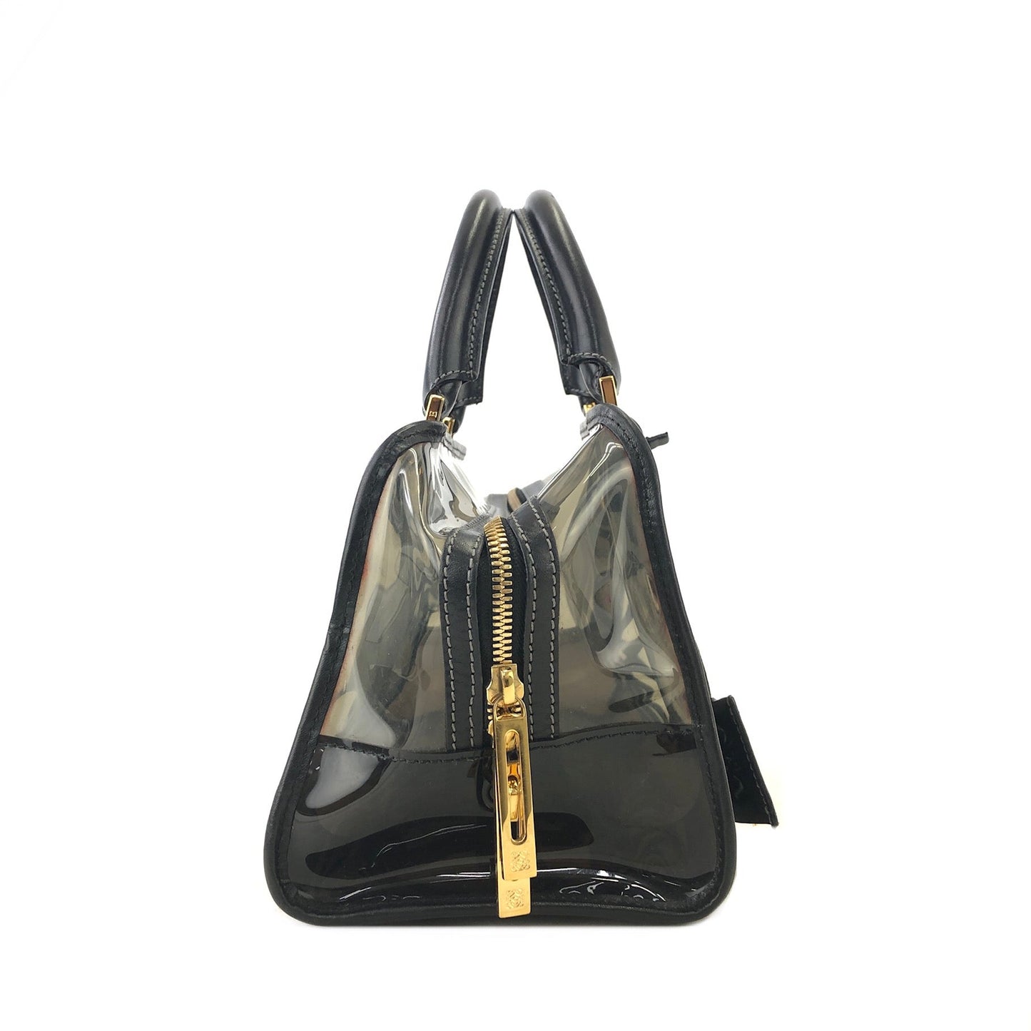 LOEWE Amazona 28 Anagram Clear Vinyl Handbag Black Vintage mgct76