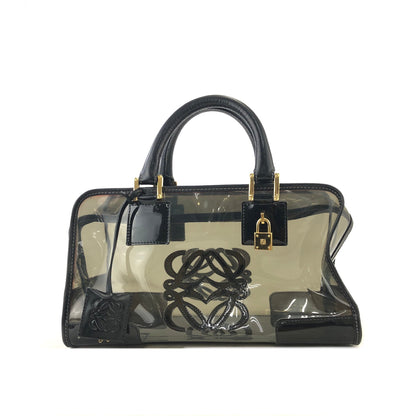 LOEWE Amazona 28 Anagram Clear Vinyl Handbag Black Vintage mgct76
