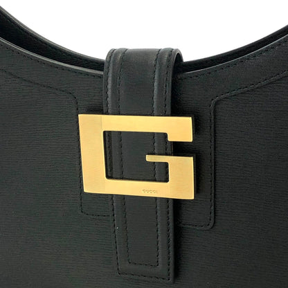GUCCI G Logo Leather Hobo Shoulder bag Black Vintage Old Gucci ne38mw